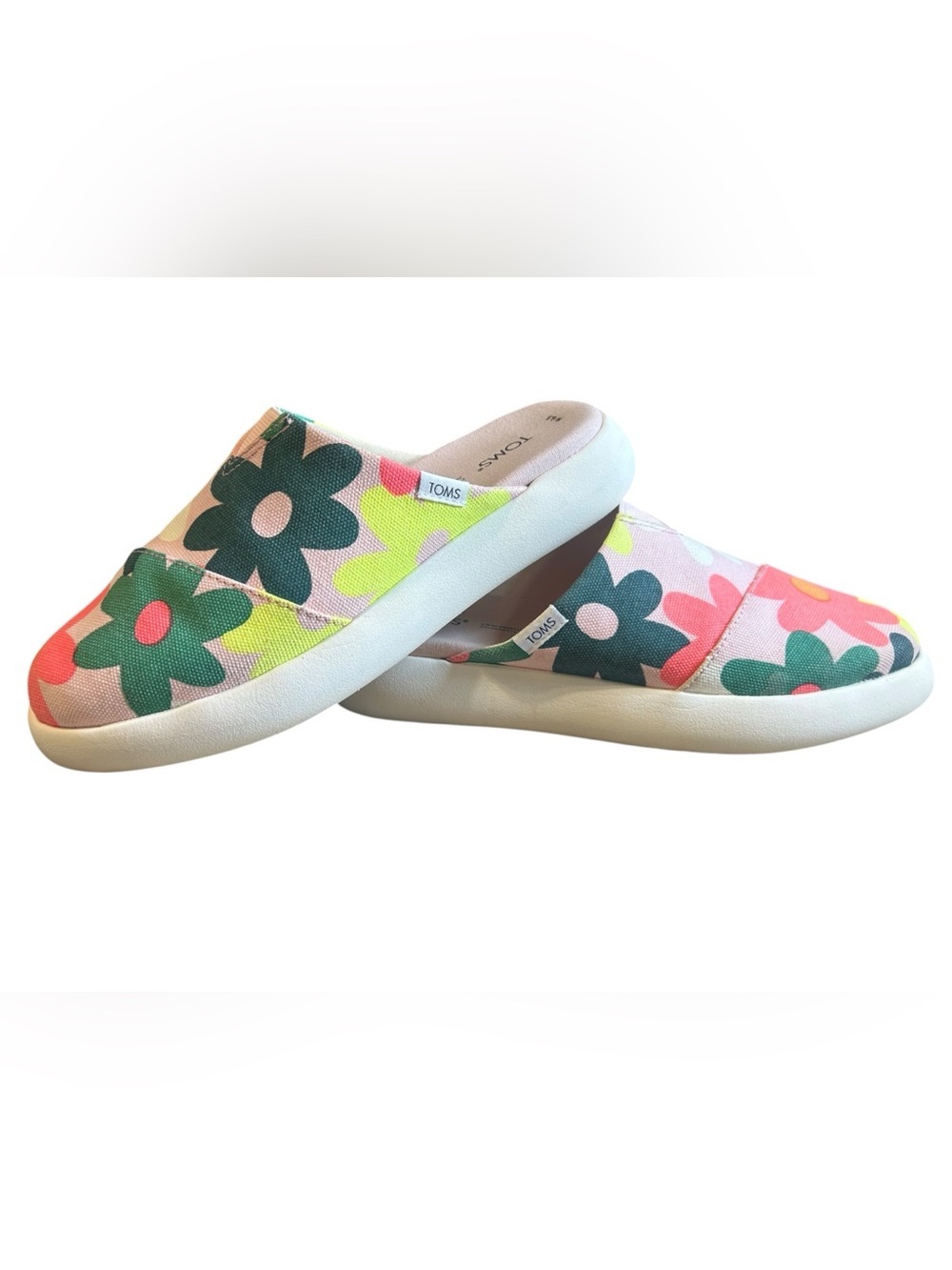 TOMS Alpargata Mallow Mule Chalky Pink Retro Floral Women’s 6.5